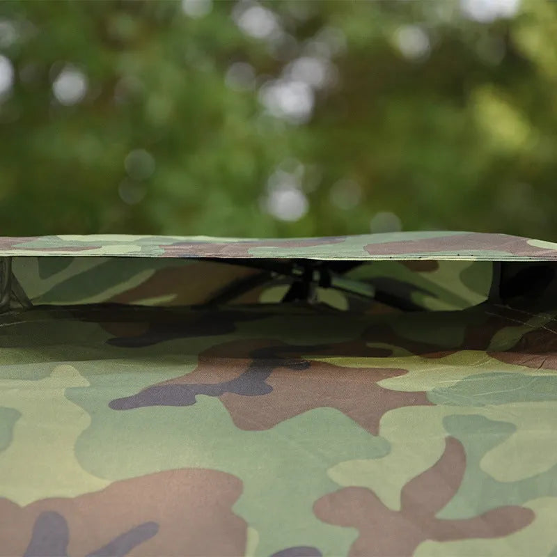 Double camouflage outdoor camping tent with steel ground nails and mesh windows