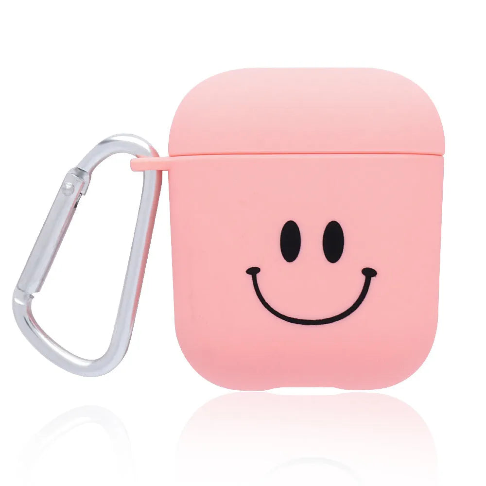 PC hard shell AirPods case cover with decorative pattern in black or pink colours