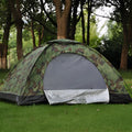 Double camouflage outdoor camping tent with steel ground nails and mesh windows