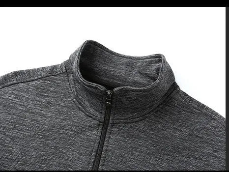 Men's black athletic fit jacket with stand-up collar and front zipper in chemical fibre blend fabric