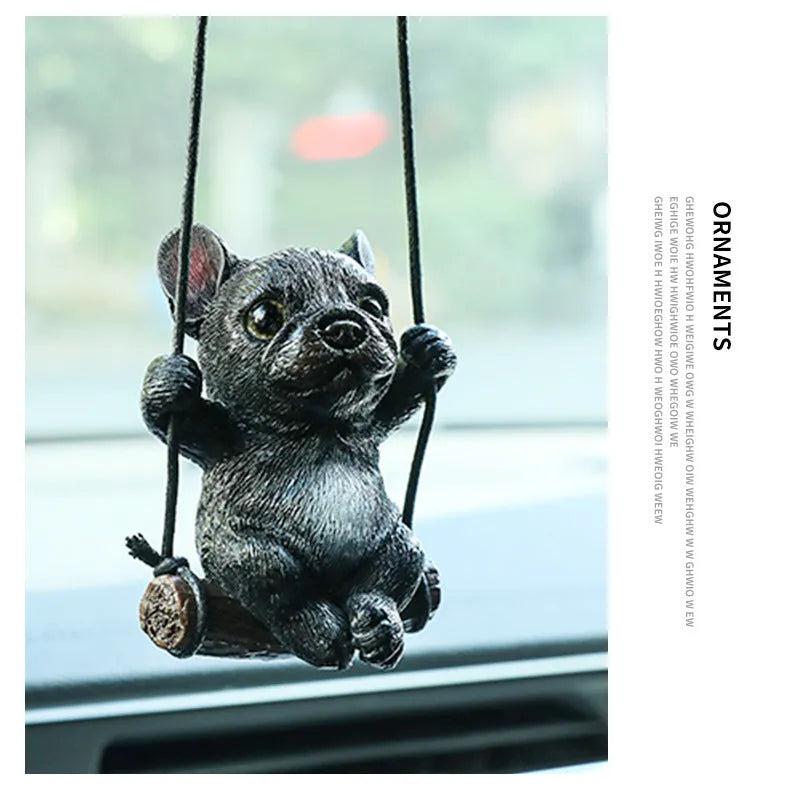 Resin bulldog cartoon-style car hanging ornament for rearview mirror decoration