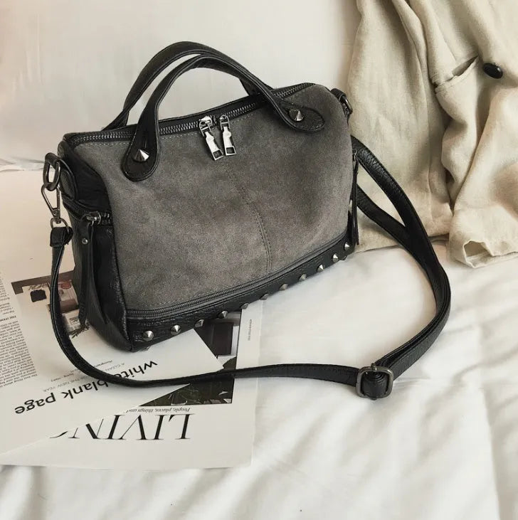 Soft PU leather women's shoulder tote bag with large capacity and smooth zipper in black, brown, or grey