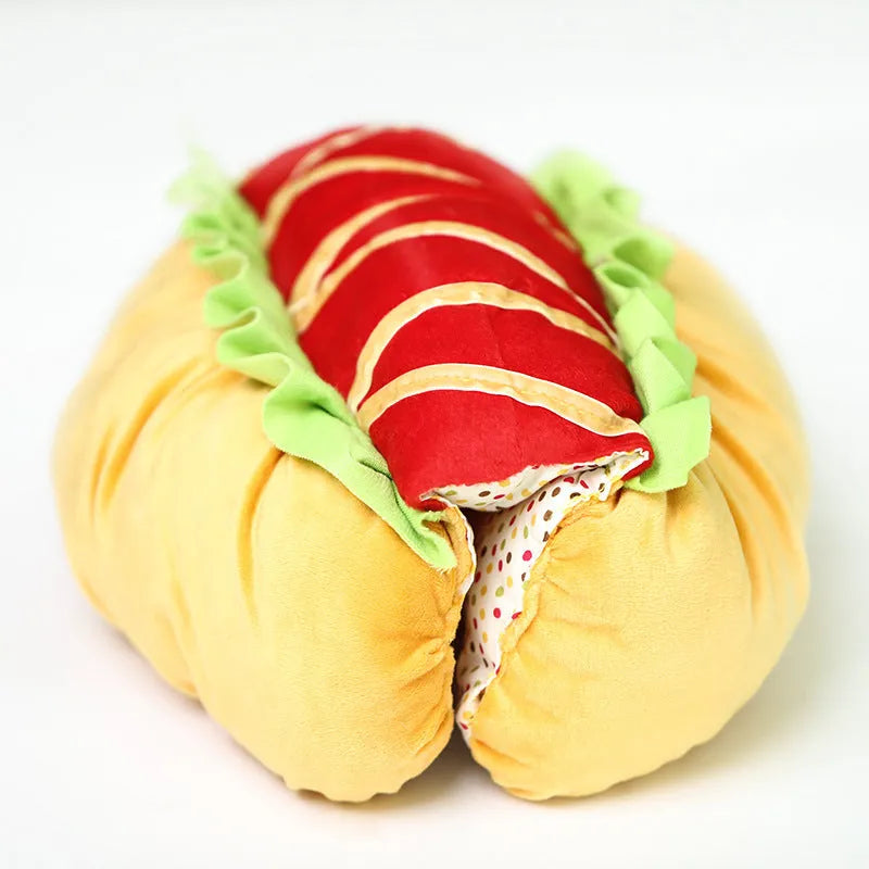 Yellow dog hot dog crossdress outfit, cotton synthetic fibre, one size, neck 57cm, length 27cm