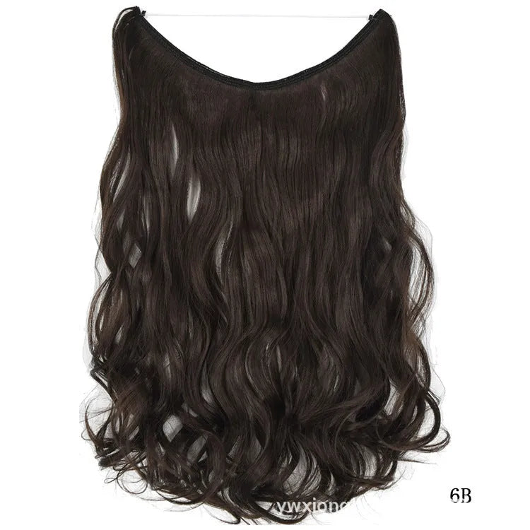 22 inch invisible wire hair extension, silky straight synthetic, 55cm long, 80g, no clips