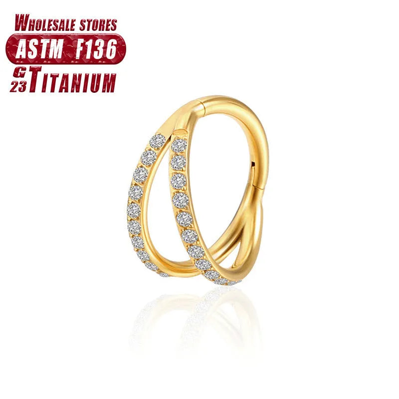 Titanium alloy fork nose ring for body piercing in silver, shown next to size options from 6mm to 12mm.