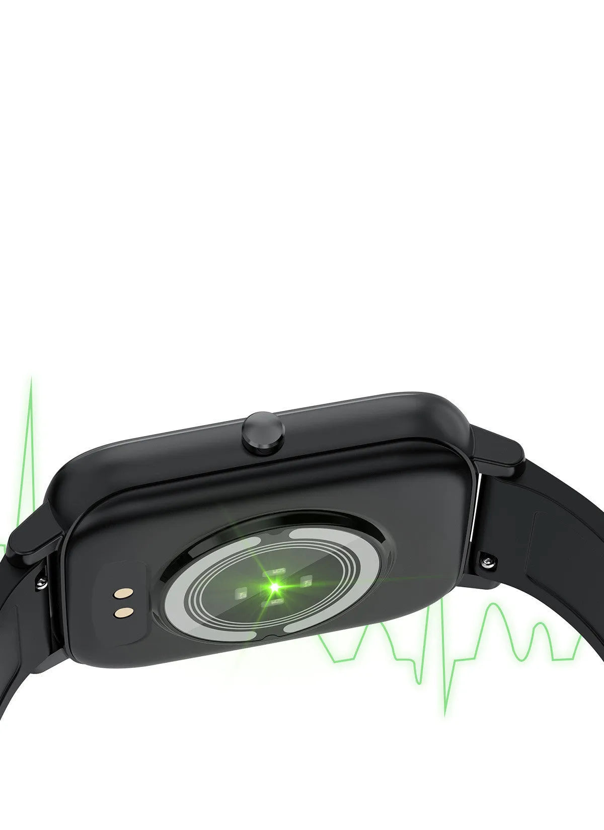 H80 black sports smart watch with silicone strap showing ECG and blood oxygen monitoring on screen