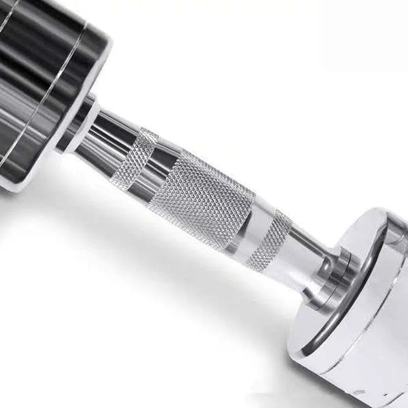 Silver pure steel 1kg dumbbell with electroplated finish and ergonomic handle