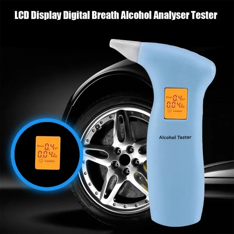 Portable orange light breath alcohol tester with replaceable mouthpieces for driver screening