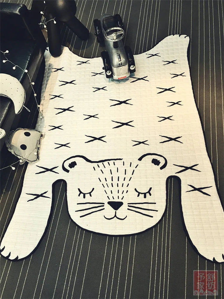 White tiger cotton baby play mat, 130x190cm or 100x140cm, 0.5cm thick, for living room floor play