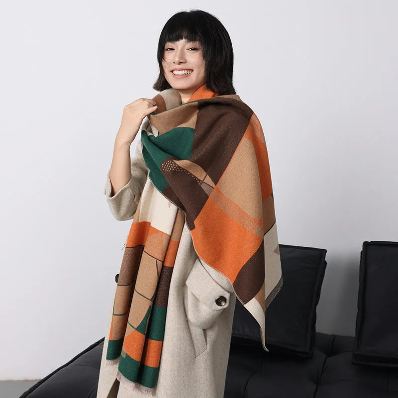 Imitation cashmere scarf shawl in various colours showing 185x65cm dimensions
