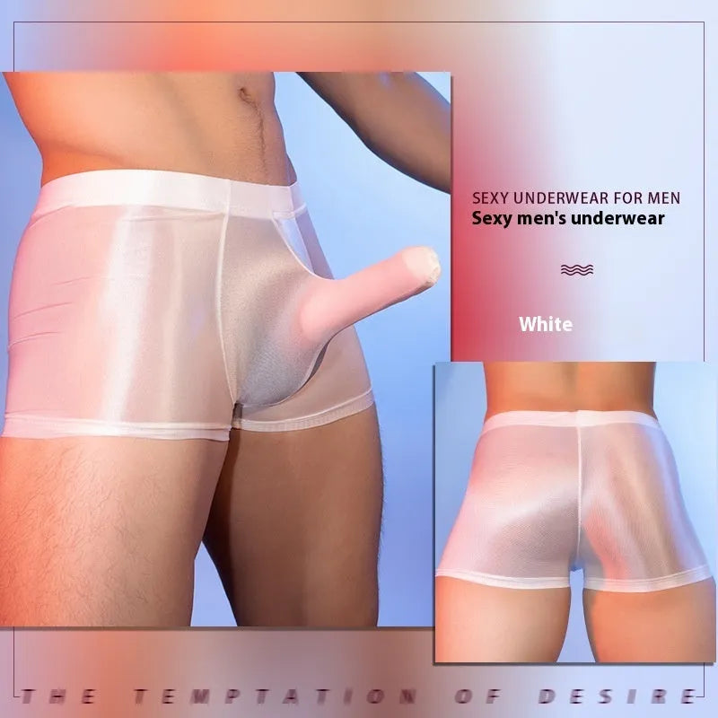 Men's elephant nose boxers in nylon fabric with seamless construction and hip-lifting function