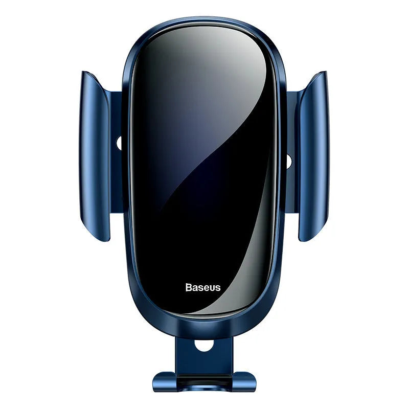 Universal smart car bracket with adjustable silicone arms, mounted on a car air vent holding a mobile phone.