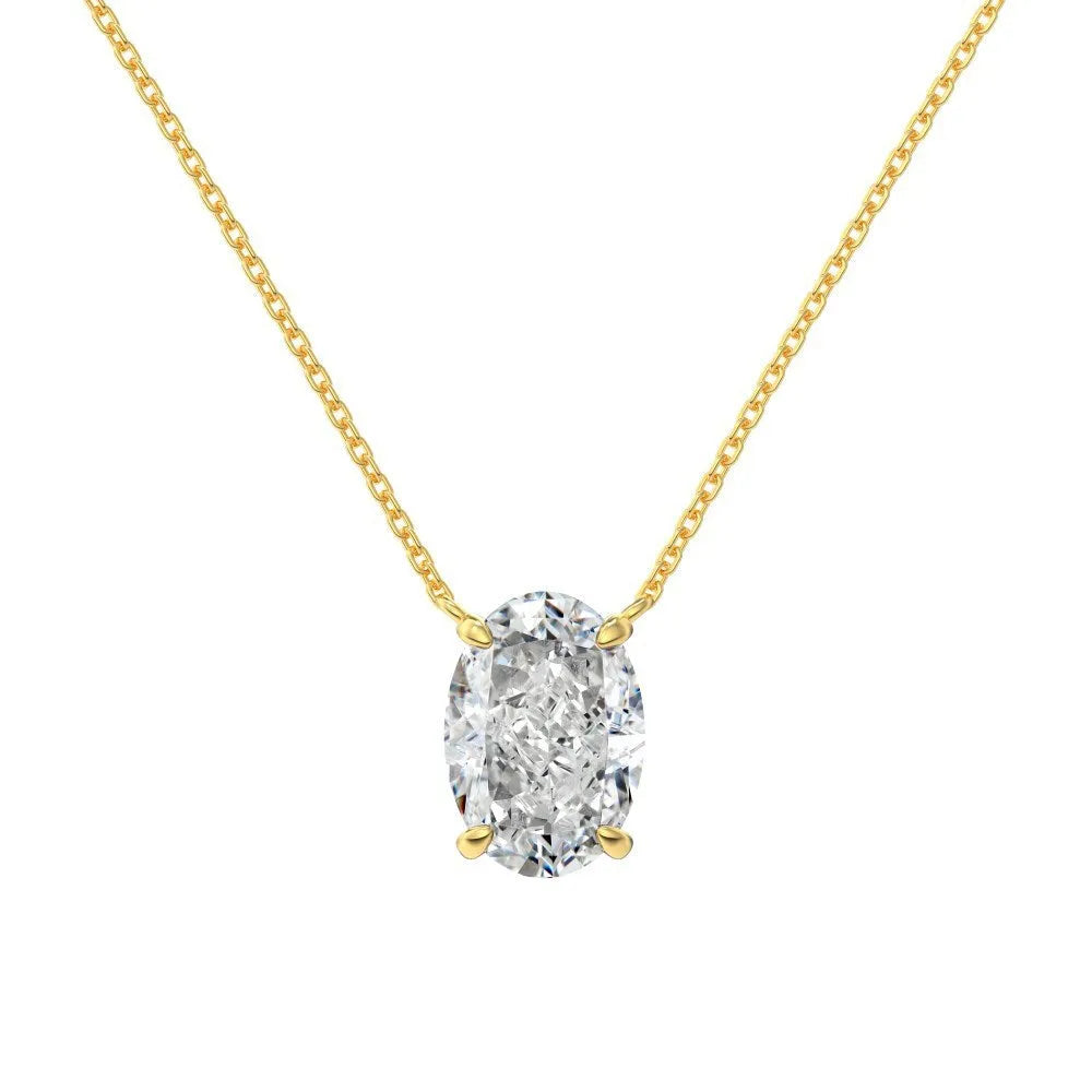 Women's 925 sterling silver necklace with geometric oval ice flower pendant in gold or platinum plating