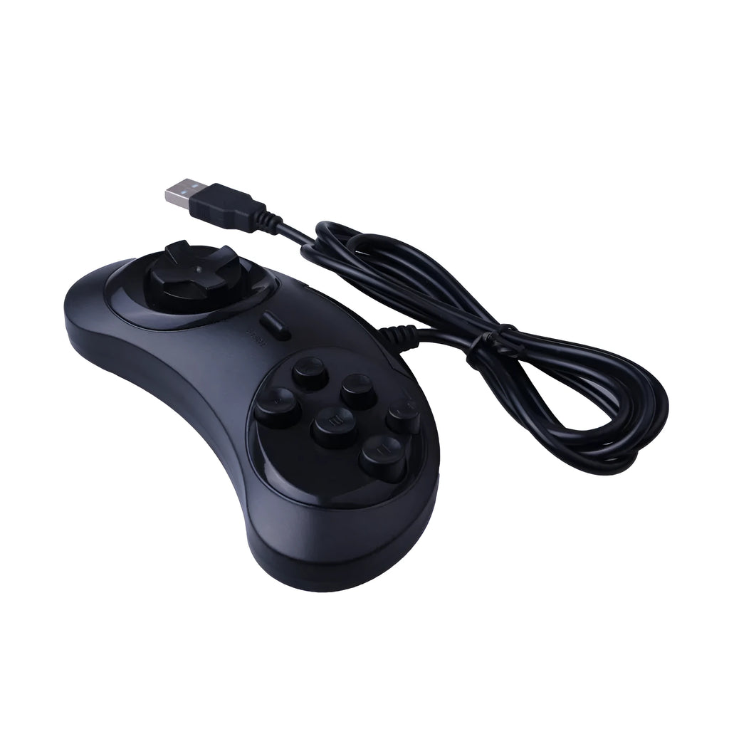 Black Sega USB computer game controller with 1.8 metre cable for Windows PC gaming