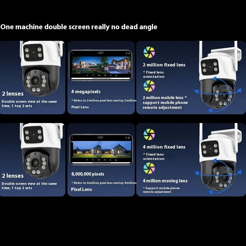 Wireless outdoor CCTV security camera with dual-screen monitor for remote home surveillance