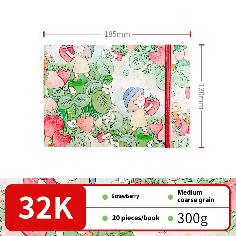 Feiluniao handmade fabric watercolour sketchbook with decorative cover, shown at 185mm length.