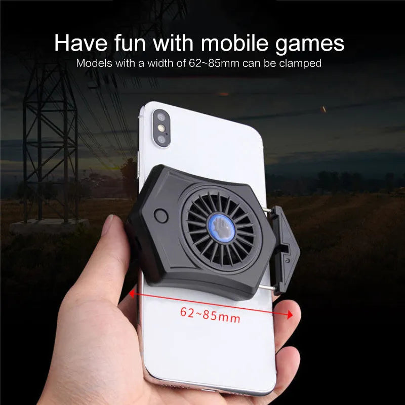 Black mobile phone radiator cooling fan with USB connector for smartphone temperature management