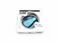 Blue external USB SIM card reader for mobile phone data transfer on a white background