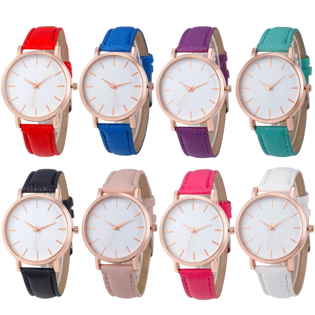 Square faced quartz watch with PU leather strap in grey, showing slim profile and alloy case.
