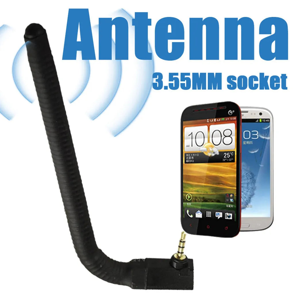 Slender black mobile phone signal booster antenna with suction cup mount for 3G 4G reception.