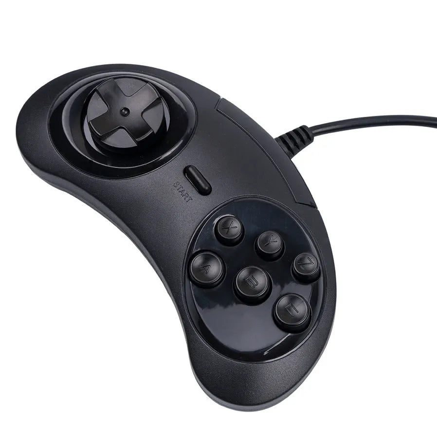 Black Sega USB computer game controller with 1.8 metre cable for Windows PC gaming