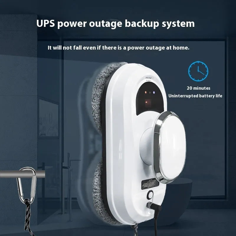 White automatic high altitude cleaning machine with remote control and cleaning cloths