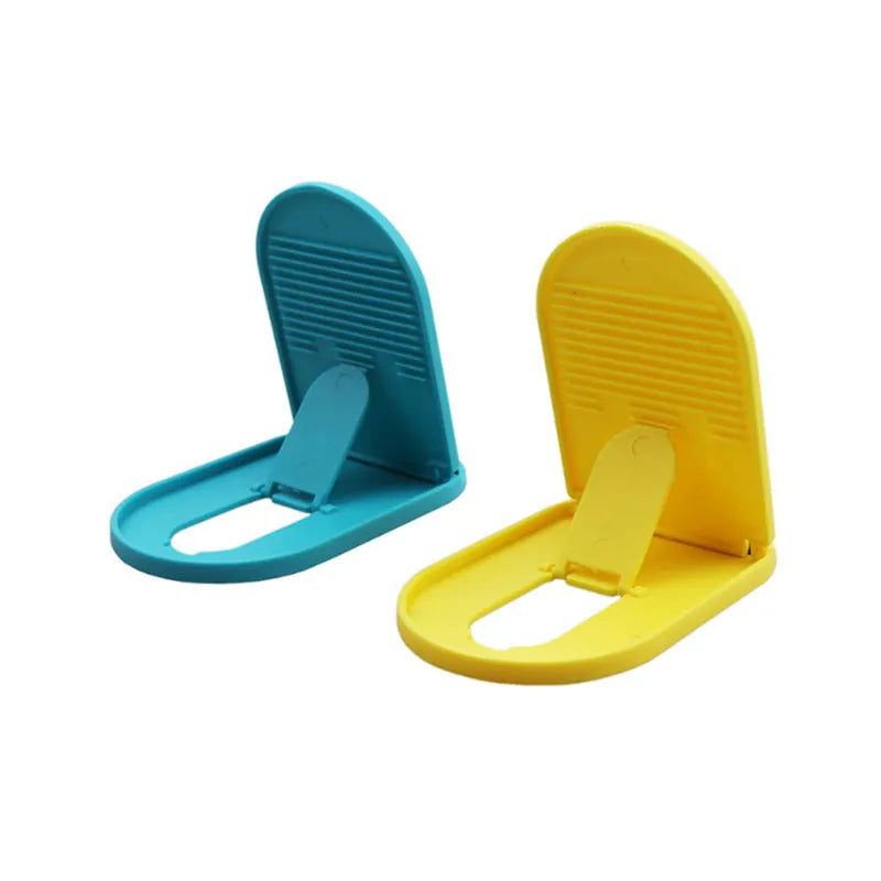 Plastic lazy bracket mobile phone stand showing 360-degree rotation adjustment in multiple colour options