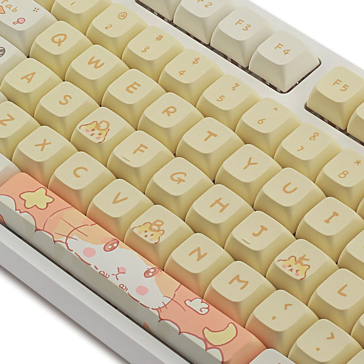 XDA profile mechanical keyboard keycaps in mouse grey and yellow colours for 68-100 key layouts