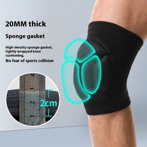 Black and blue thick sponge knee pads for dance sports and outdoor activities