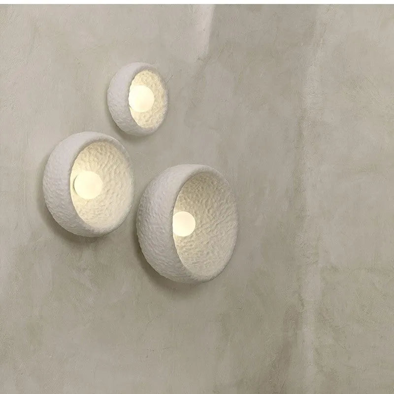 Japanese-style simple wall lamp with resin shade in three diameter sizes