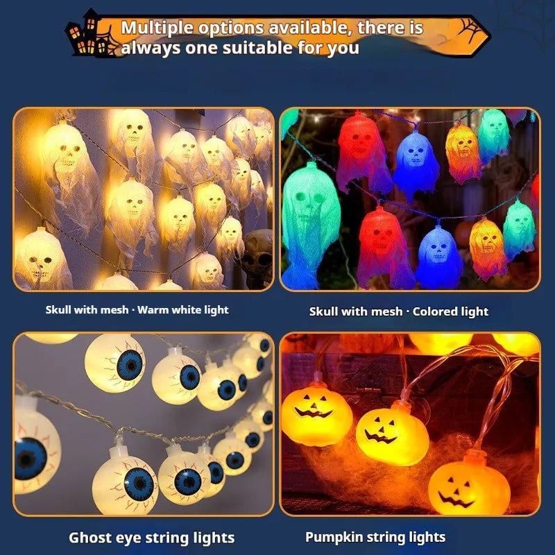 Halloween coloured LED fairy lights with battery box for indoor wall decoration.