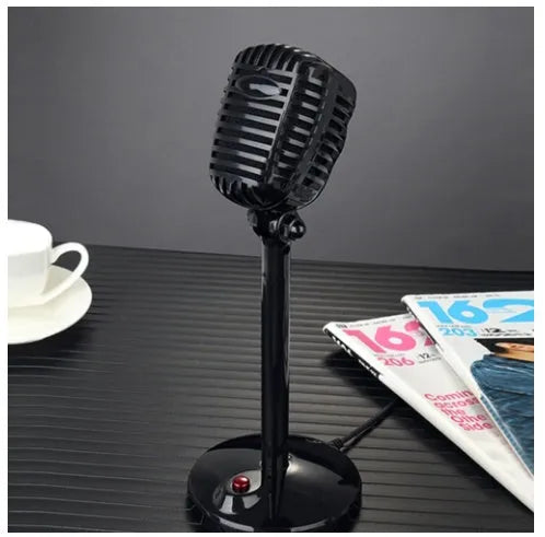 Black USB computer microphone on an adjustable stand with a weighted base.