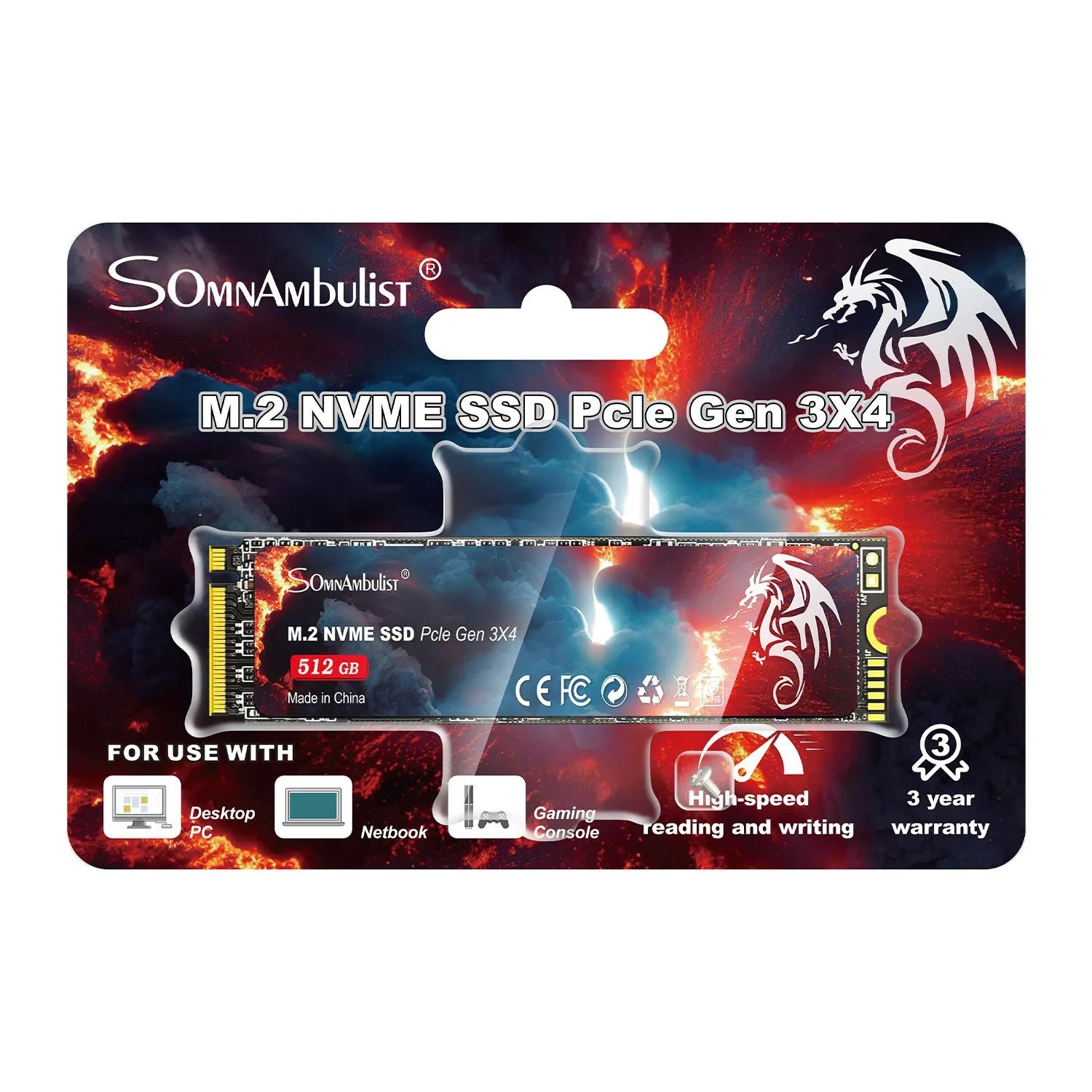 M2 solid state drive for desktop computers with USB 3.0 interface showing compact 80mm by 22mm dimensions