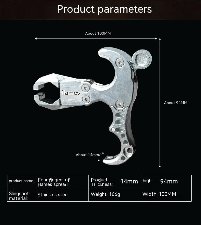 Zinc alloy hand-held flame dispenser tool with two-axis harpoon clip release mechanism