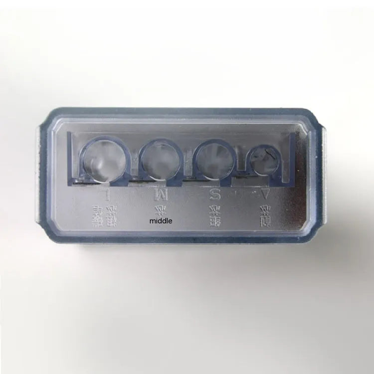 Geometric-shaped plastic pencil sharpener with four sharpening holes and a screwdriver
