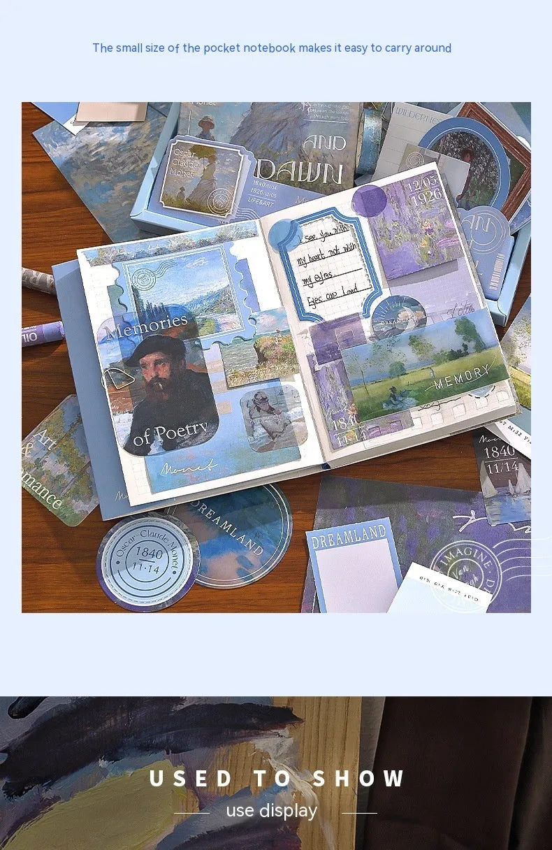 Creative A6 journal gift set with grid notebook, cards, paper photo frames, stickers, and stationery in retro plaid design