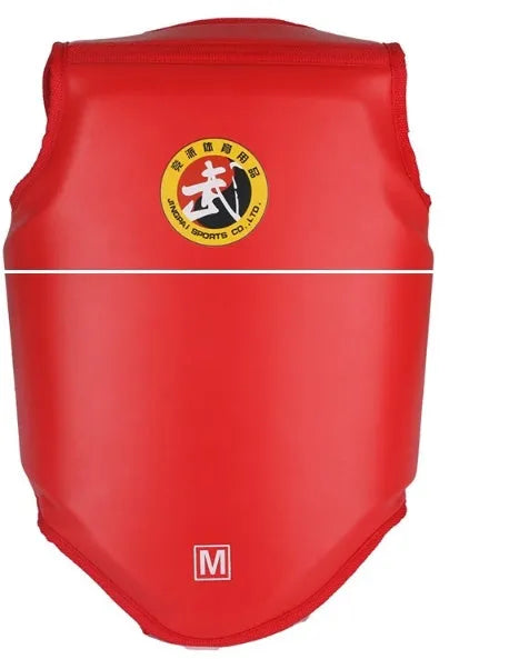 Adult boxing training helmet with integrated chest protector in black, blue or red colours