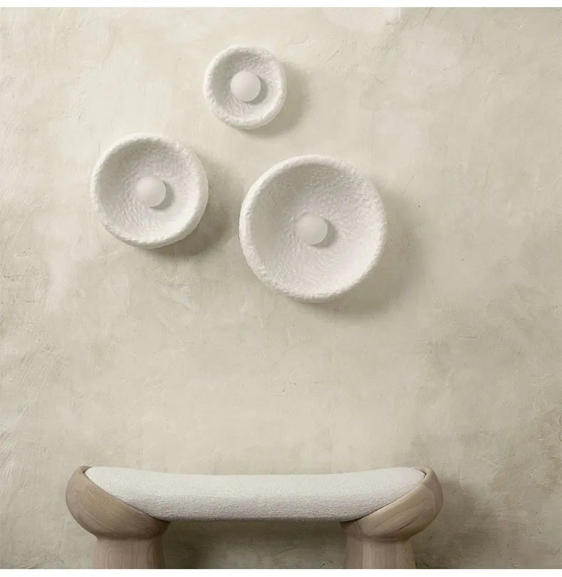 Japanese-style simple wall lamp with resin shade in three diameter sizes