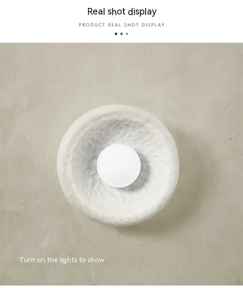 Japanese-style simple wall lamp with resin shade in three diameter sizes