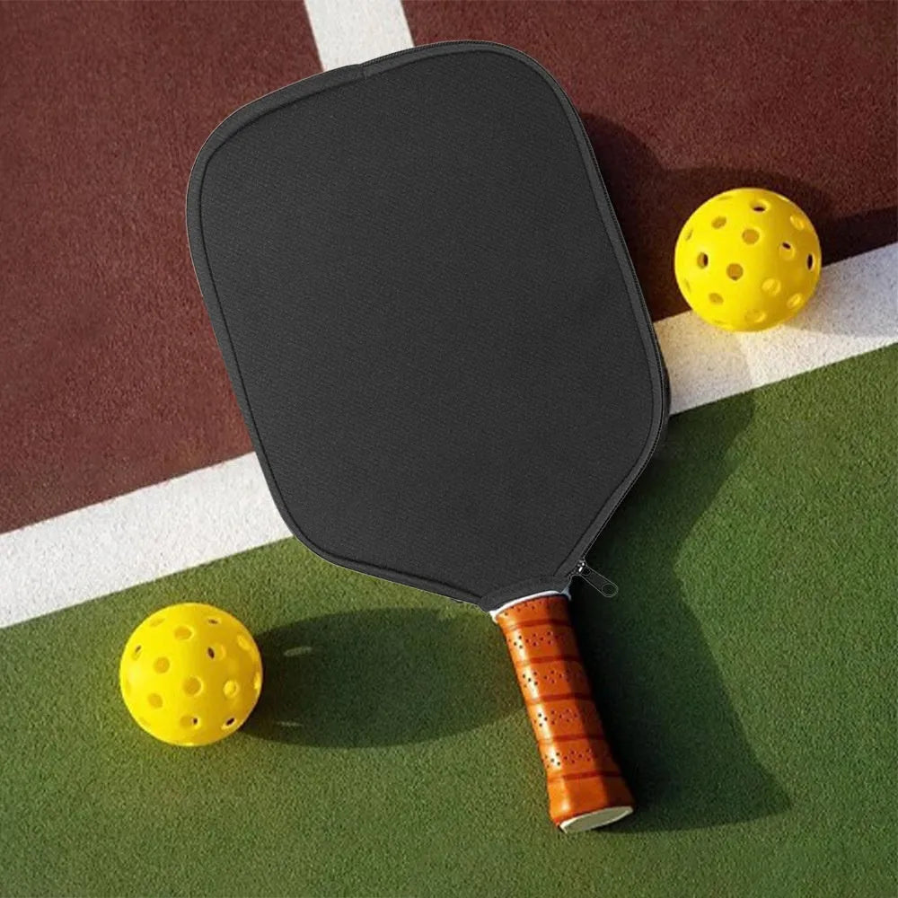 Black neoprene protective sleeve for a table tennis racket.