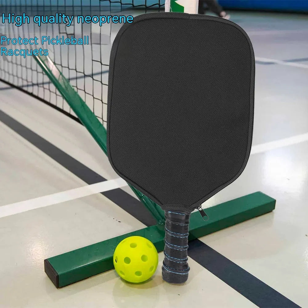 Black neoprene protective sleeve for a table tennis racket.