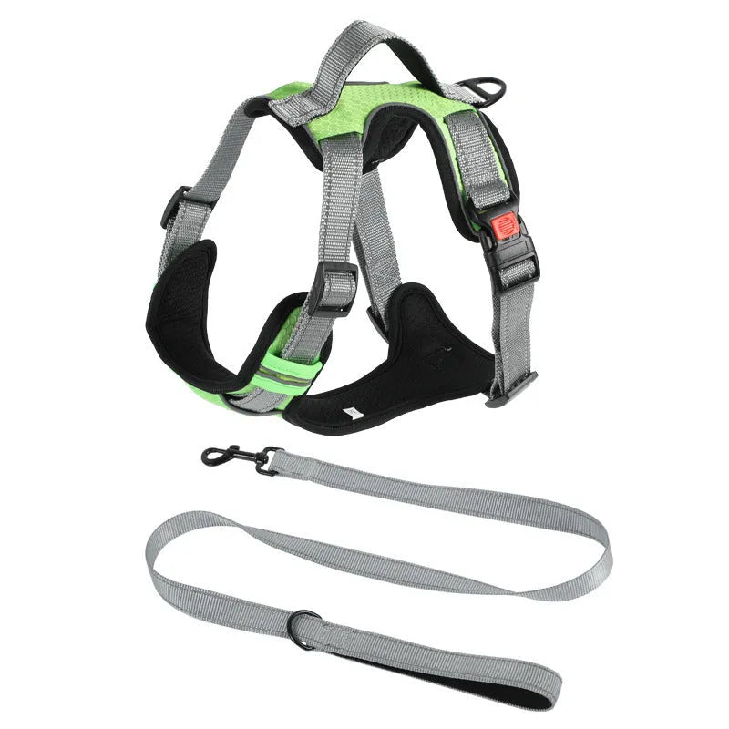 Polyester dog chest strap vest with optional hand-held rope in various colours for medium to extra-large dogs