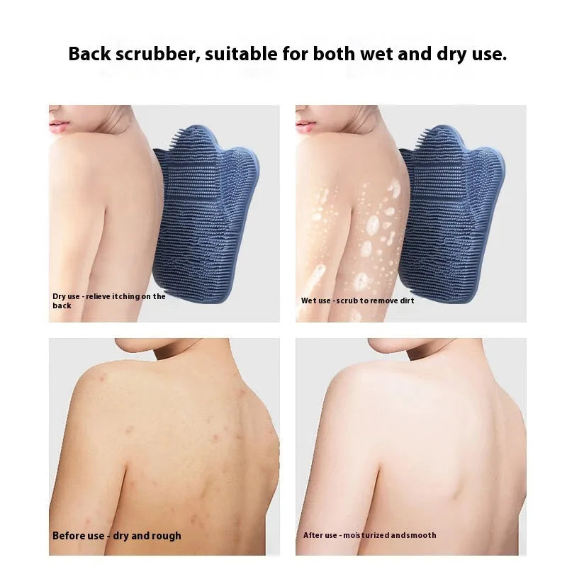 Silicone bath massage cushion mat measuring 31x32cm in blue colour with textured surface for foot scrubbing