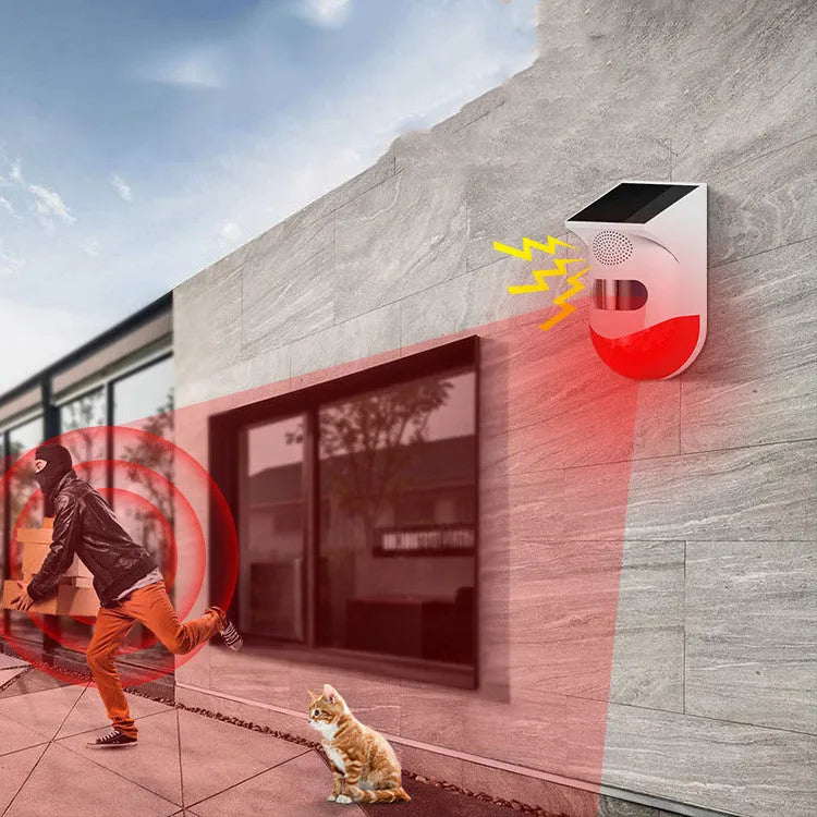 Solar-powered infrared security alarm with GSM and WiFi connectivity for outdoor installation
