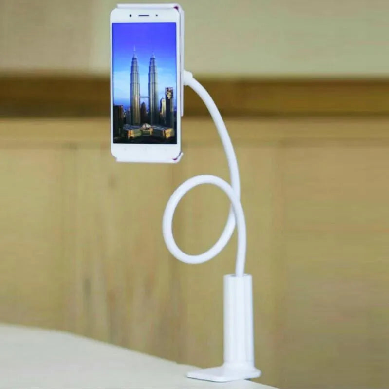 Bedside oversize flat panel mobile phone holder with long flexible arm in various colour options