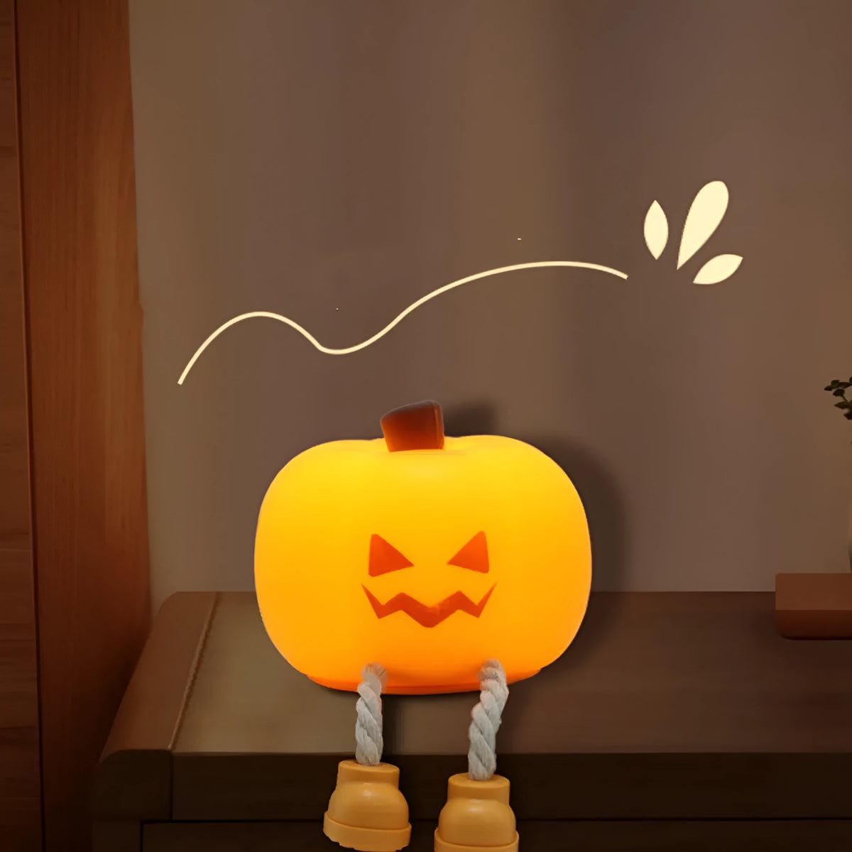 Geometric stereo Halloween pumpkin lamp with cartoon style and horror pumpkin night light effect