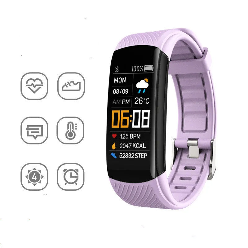 Waterproof silicone pedometer bracelet with touch screen display in multiple colour options