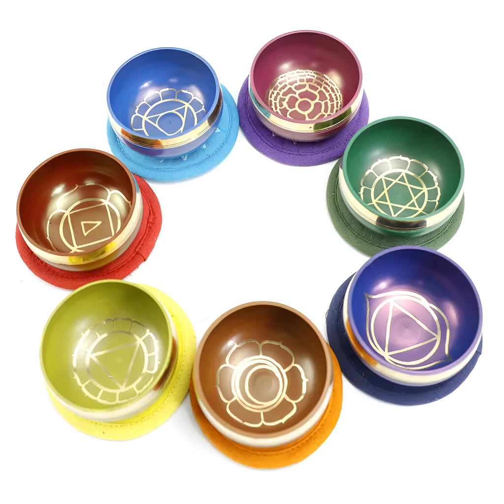 Handmade Himalayan singing bowl in multiple colours measuring 8cm diameter for meditation and yoga