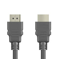 Black HDMI cable with nickel-plated connectors for connecting a set-top box to a television.