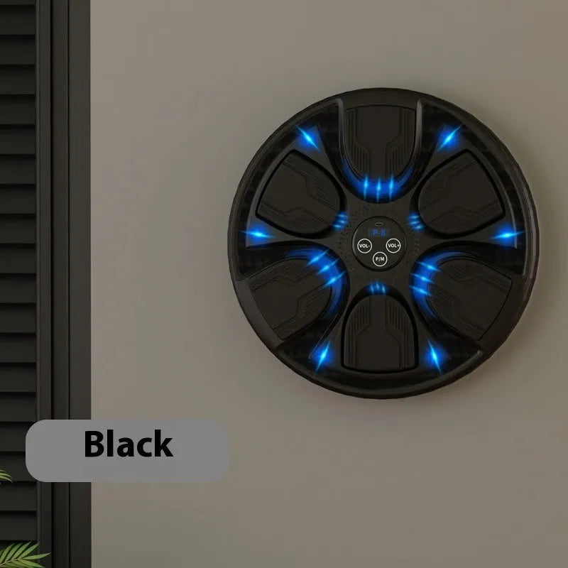 Black wall-mounted boxing target with boxing gloves for home training and Sanda practice